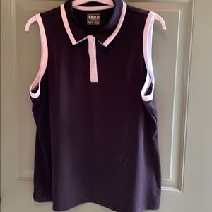 IZOD Golf Sleeveless Black Polo with white trim! Size XXL.